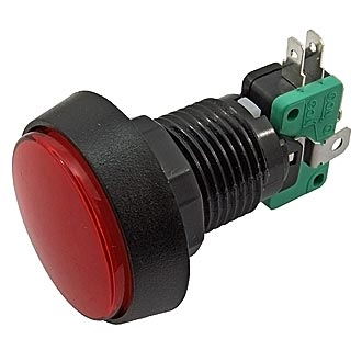 GMSI-4B-C NO(NC)+NC(NO) RED - Кнопка круглая с LED подсветкой, цвет красный, диаметр 44мм, посадочное отверстие 24.5мм, 5А/250В