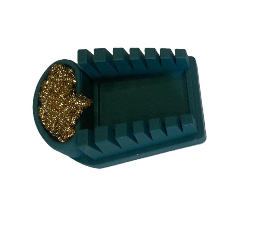 T02 GREEN - Подставка-держатель для пайки проводов и очистителем жала, стружкой