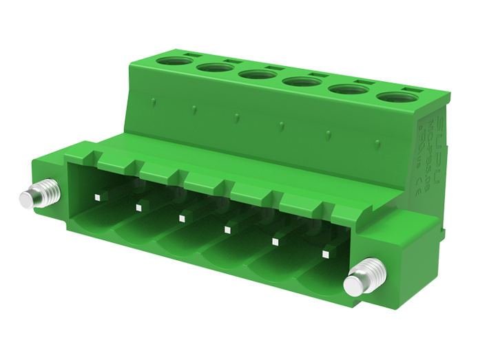 Вилочный разъем на кабель MC-PB5.08H21C-K-0001 - Вилочный разъем, прямой, на кабель, шаг: 5.08 мм, 21 полюс, фиксация провода винтовая, исполнение: с монтажными фланцами, 320V, 12A, цвет: зеленый