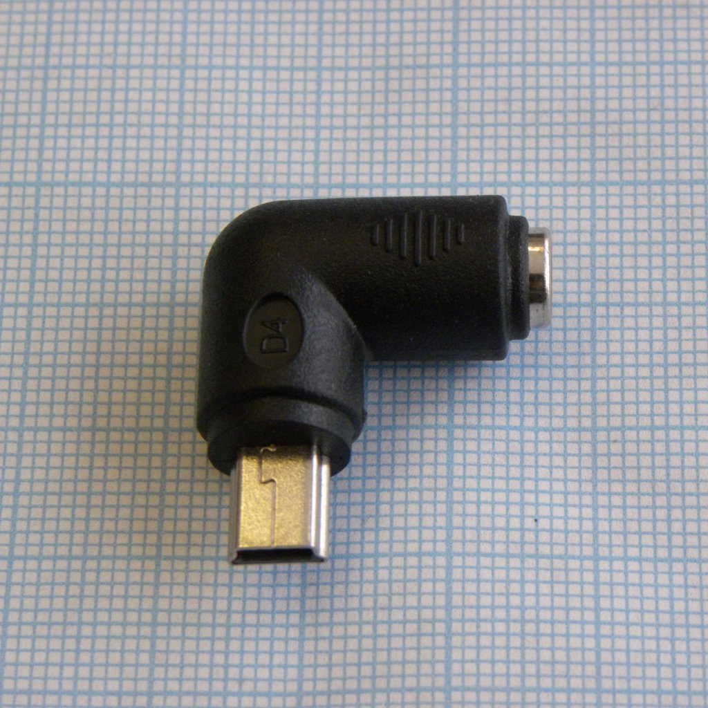 AD гн 5.5*2.1 - шт miniUSB угловой - переходник (адаптер) гнездо 5.5*2.1 - штекер miniUSB угловой