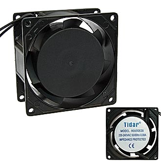 RQA 8038HSL 220VAC - Вентилятор 220В AC, 2300об/мин., 80x80х38мм, 39м3/час, 25дБ, подшипник скольжения, тип вывода - провод
