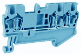 Проходная клемма UJ5-1.5/1X2(BU) - Проходная клемма, 3 точки подключения в клемме, тип фиксации провода: пружинный, номинальное сечение: 1,5 мм кв., 17,5A, 500V, ширина: 4,2 мм, цвет: синий, тип монтажа: DIN 35