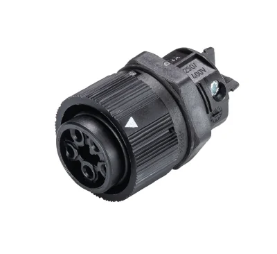 Разъем RST16I5  S B1  M03   SW - Розеточный разъем в панель М20, IP68(69k), 5 полюсов, цвет: черный, номинальные характеристики: 250/400V+PE 16A, серия gesis RST MINI