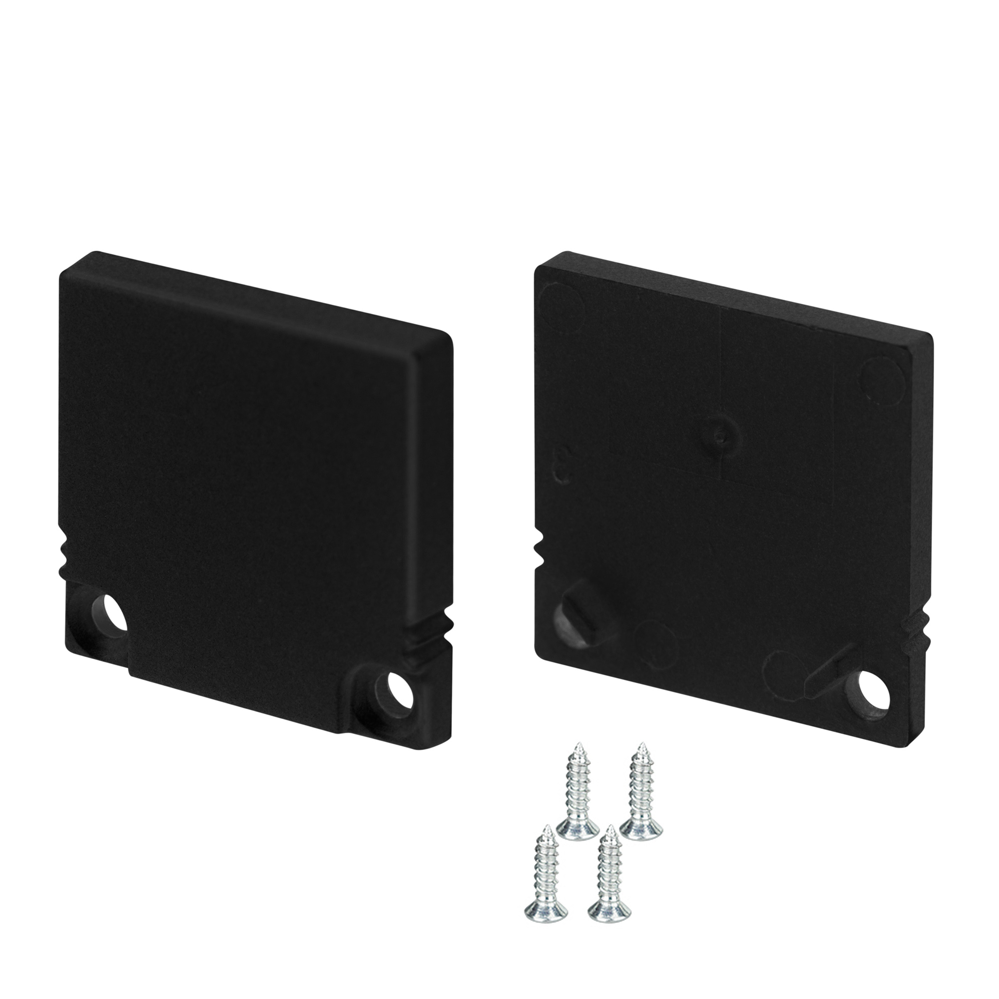 Заглушка SL-SLIM20-H20 BLACK глухая 047638 - Пара заглушек черного цвета (без отверстия) для профиля SL-SLIM20-H20. В комплекте 2 заглушки, 4 шурупа. Цена за комплект.