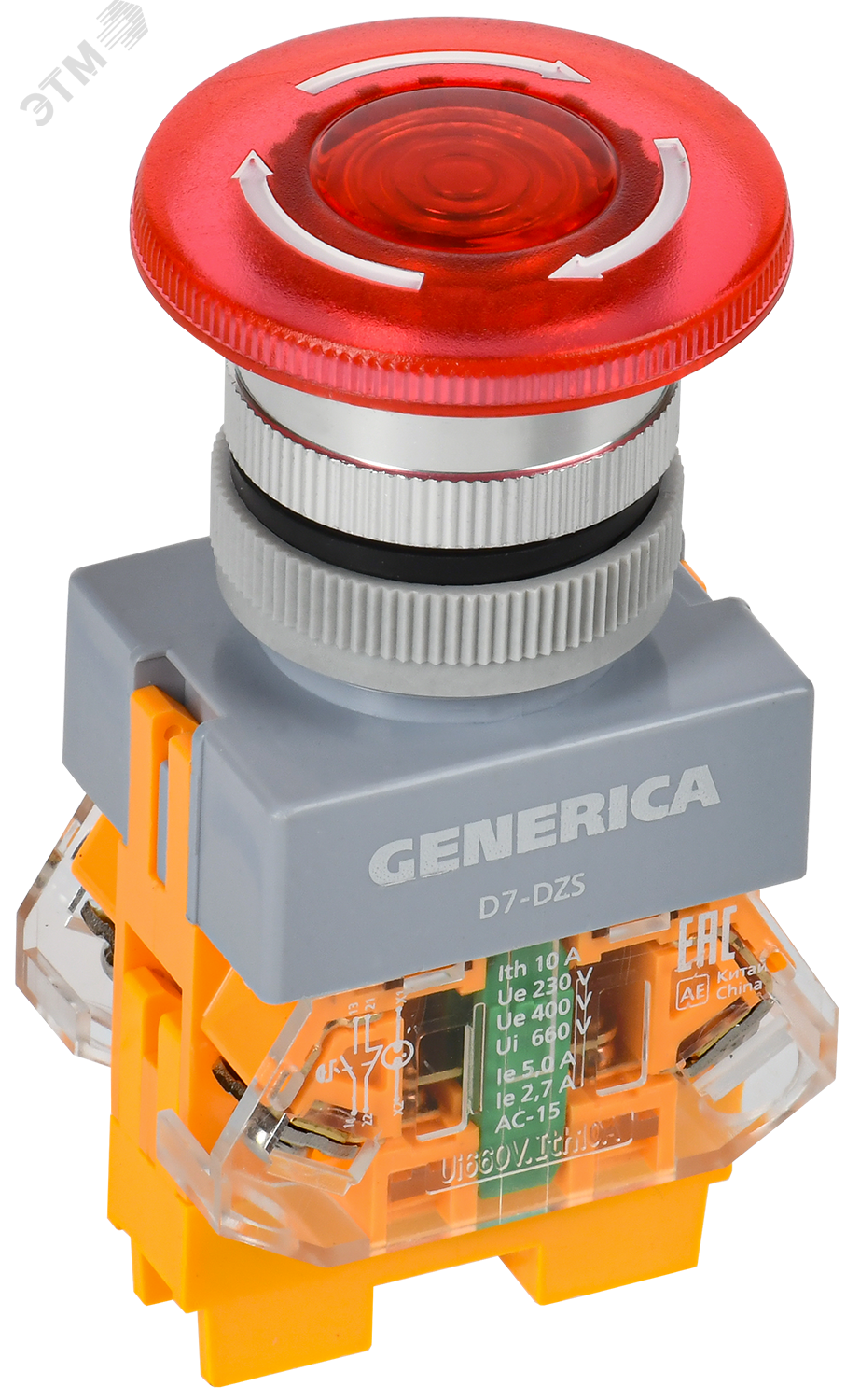 Кнопка D7-DZS Грибок d=22мм 1з+1р пов. с п/ф кр. GENERICA BBG50-11DZS-3-11-K04-G