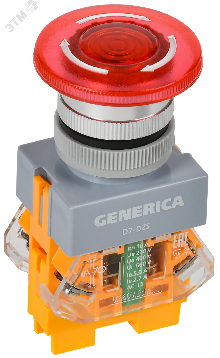 Кнопка D7-DZS Грибок d=22мм 1з+1р пов. с п/ф кр. GENERICA BBG50-11DZS-3-11-K04-G