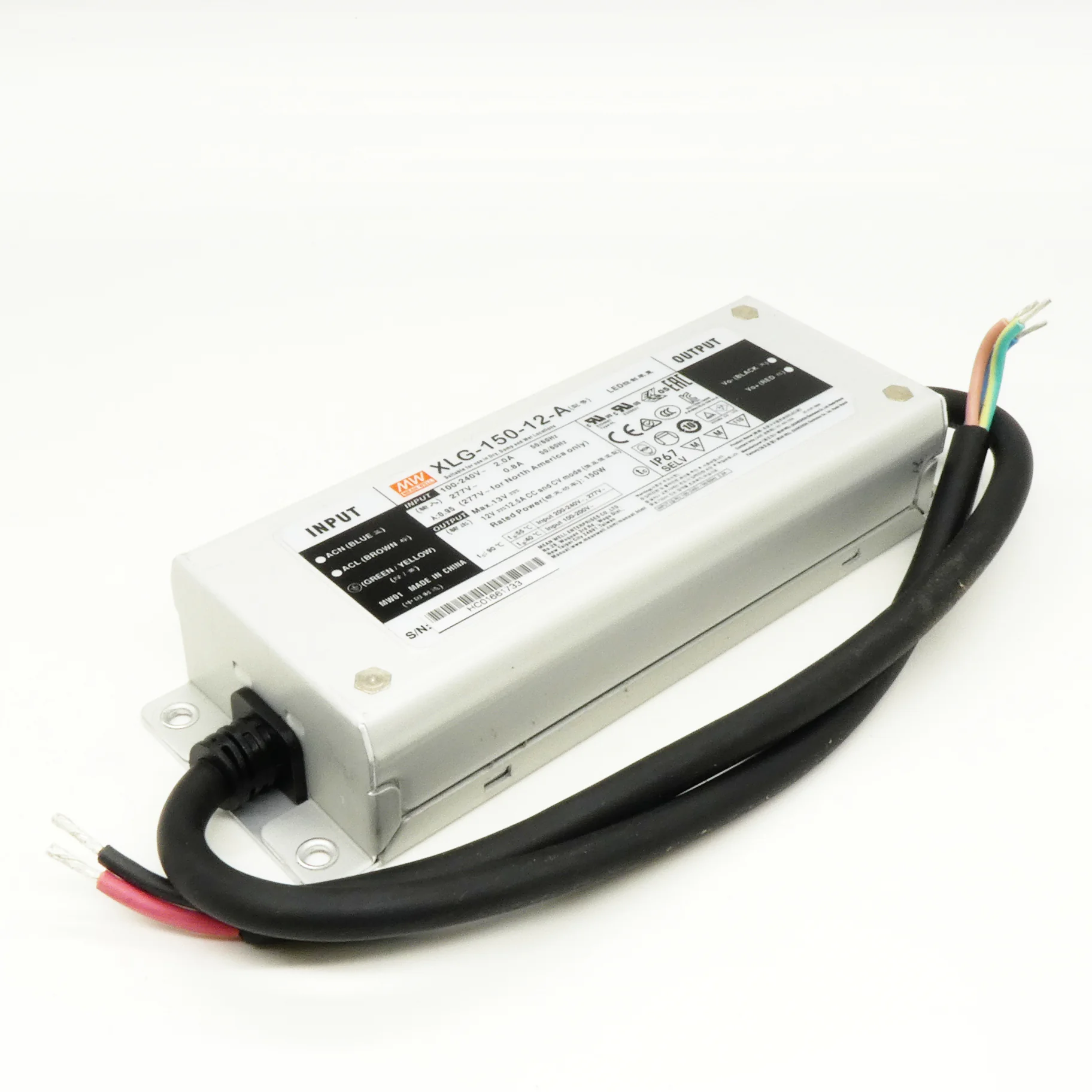 XLG-150-12-A - AC/DC драйвер электропитания светодиодов 150Вт стабилизация тока выход 12В 12,5А подстраиваемый