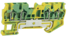 Заземляющая клемма UJ5-6/2X2JD - Заземляющая клемма, 4 точки подключения в клемме, тип фиксации провода: пружинный, номинальное сечение: 6 мм кв., ширина: 8,2 мм, цвет: желто-зеленый, тип монтажа: DIN 35