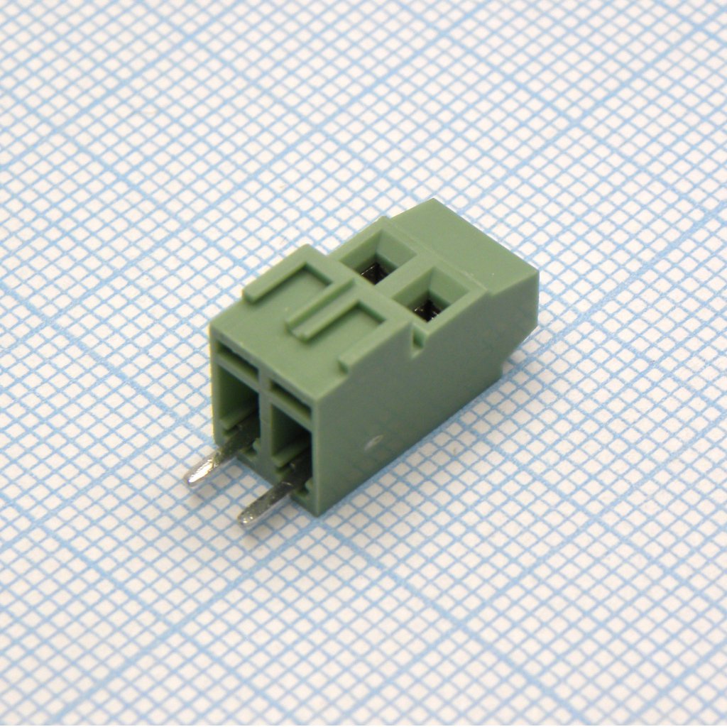 DG381H-3.81-02P-14-00A(H) - Винтовой клеммный блок c рельефной обоймой, 2 контакта. Серия DG381H-3.81