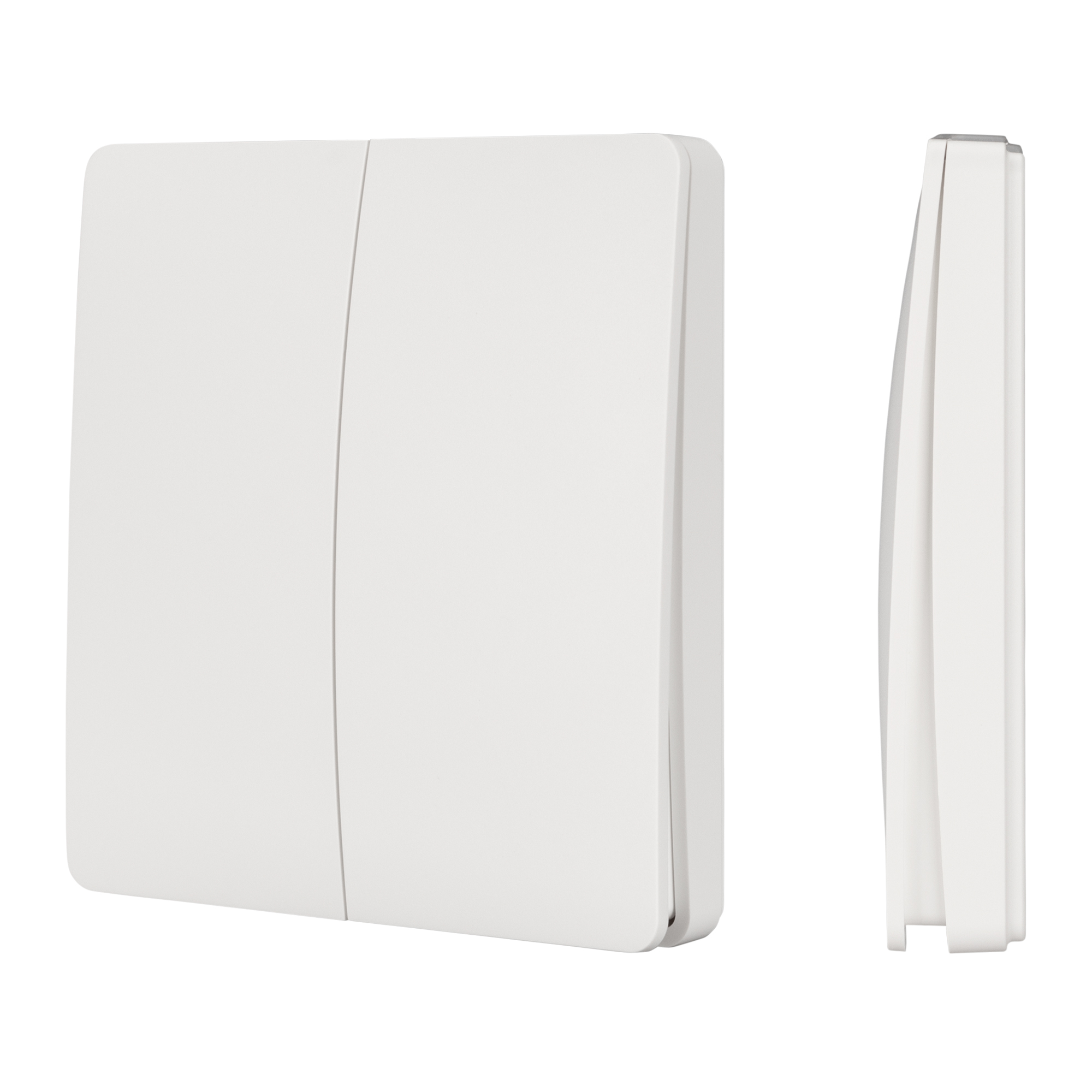 INTELLIGENT ARLIGHT Панель TUYA-228-2-RF-SUF (kinetic, 433MHz) 031685 - Накладная клавишная белая пластиковая панель. Включение/выключение, диммирование двух групп света. Работает на частоте 433Мгц. Совместима с реле и диммерами серии TUYA-***-WF. Не треб