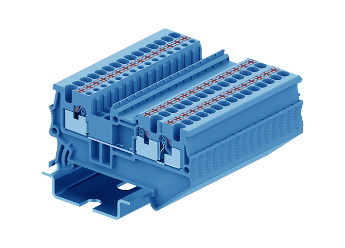 Проходная клемма TP1.5-3-BU - Проходная клемма, 3 точки подключения, тип фиксации провода: push-in, номинальное сечение: 1,5 мм кв., 17,5A, 500V, ширина: 3,5 мм, цвет: синий, тип монтажа: DIN 35