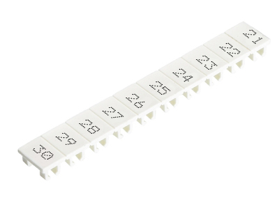 Шильдик 9705A/8/10B 21-30 - Маркировка для клемм сечением 6 мм.кв., шириной 8 мм, 10 шильдиков, белая, нанесенные знаки: 21 – 30