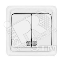 Валери Выключатель двухклавишный с подсветкой белый скрытый В0123