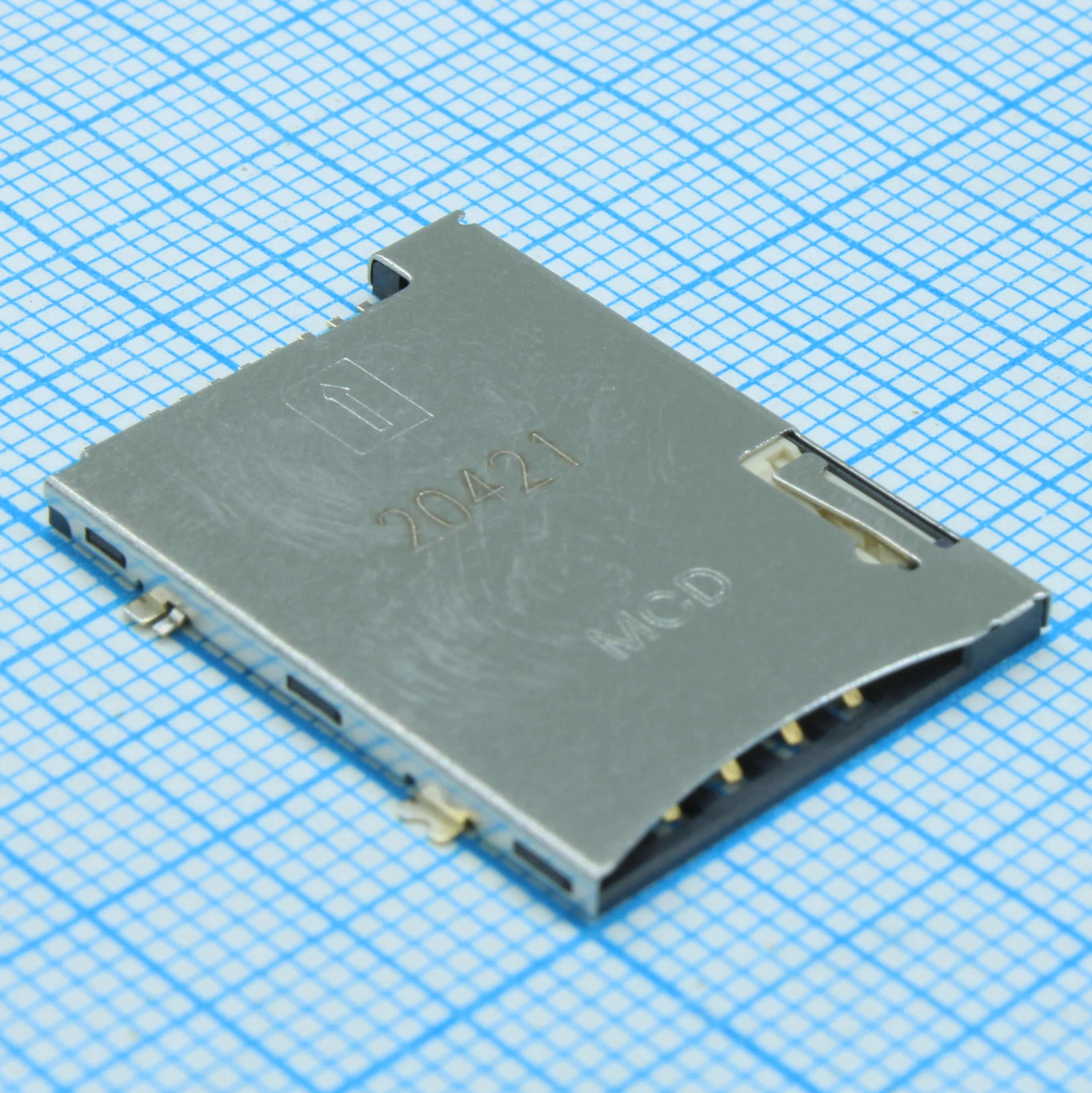 476030001 - Соединитель SIM карты 8 контактов шаг 1.27мм угловой SMD 0.5A/контакт лента на катушке