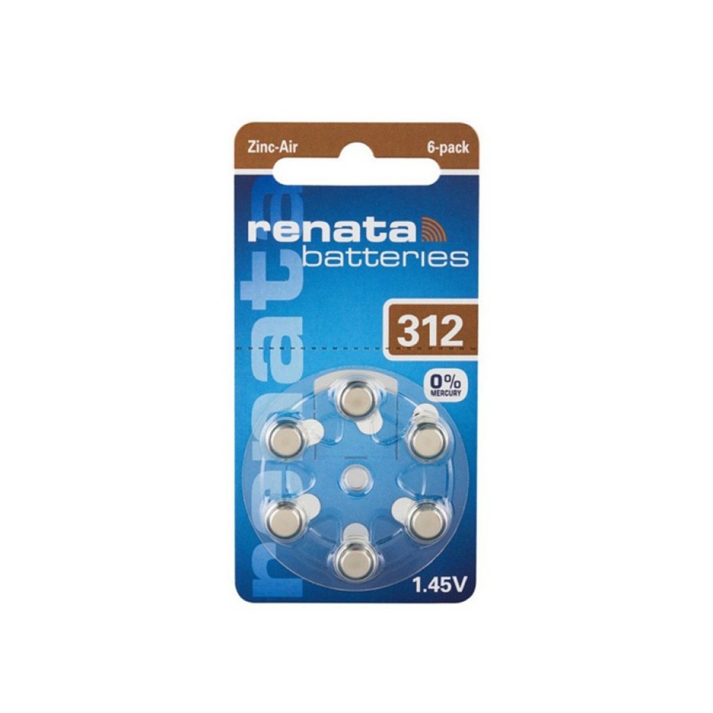 Батарея ZA-312  Renata - Элемент питания воздушно-цинковый для слуховых аппаратов