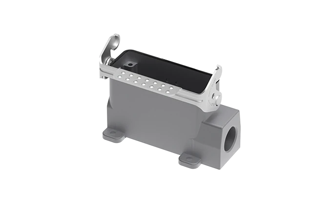 Закрытое основание разъема S16A-SM-1L.M-PG21 - Основание разъема на панель, закрытое, типоразмер 16A, без уплотнителя, 1 отверстие с резьбой для кабельных вводов PG21, с одной защелкой, без защитной крышки, материал корпуса: алюминиевый сплав