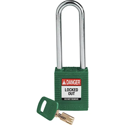 gws150319 - Замок SafeKey нейлоновый со стальной дужкой, высота дужки – 76 мм, диаметр дужки – 6.4 мм, нейлоновый корпус, размеры корпуса – 46х38х19 мм, цвет – зеленый, 1 шт/упак