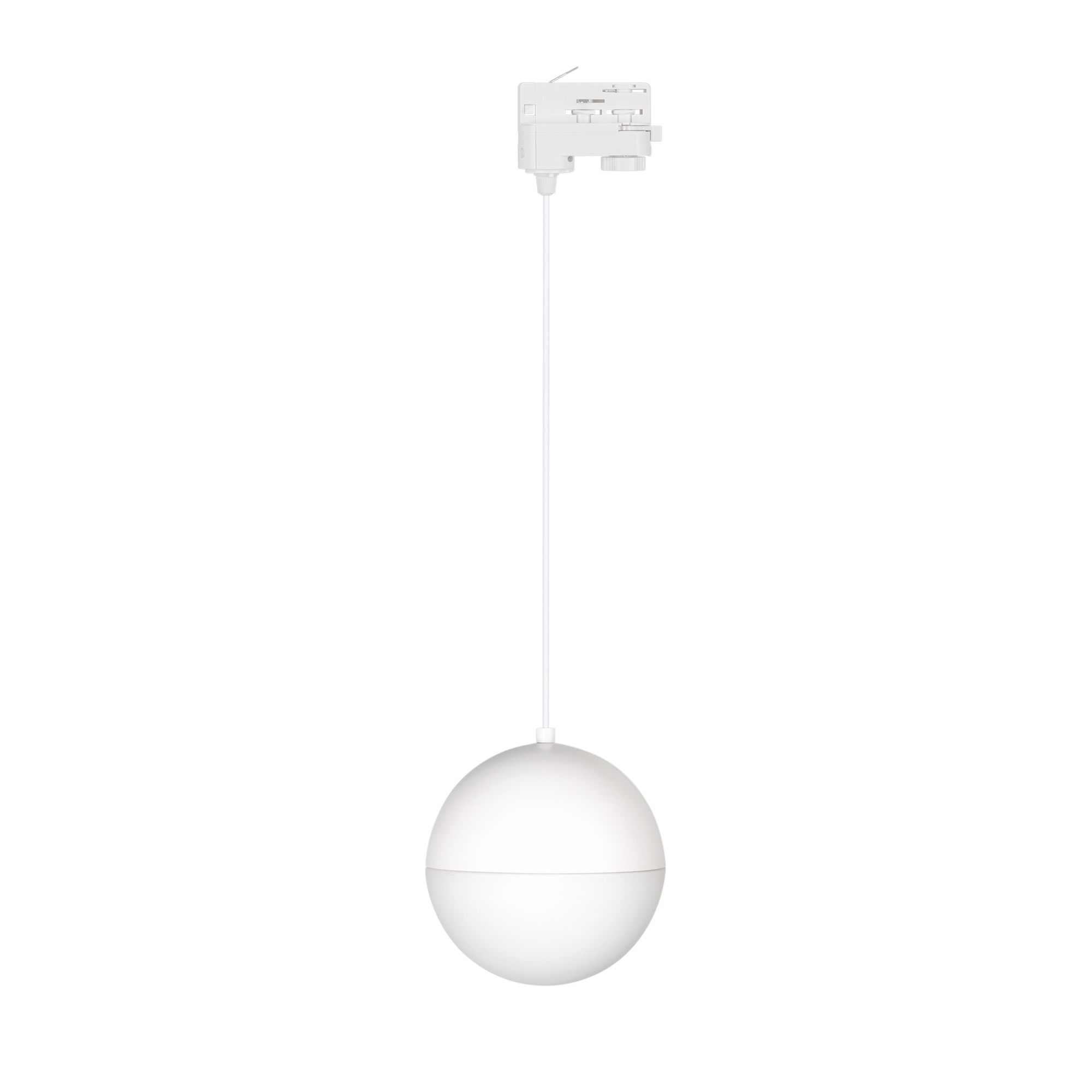 Светильник LGD-EMISFERO-TRACK-HANG-4TR-R150-11W Warm3000 (WH, 170 deg, 230V) 035936 - Светильник подвесной для треков/шин 4 провода. Мощность 11 Вт, св. поток 960 лм, 80 лм/Вт, теплый 3000 K, CRI>90, угол 170°, напряжение питания 230 В. Белый корпус из ал