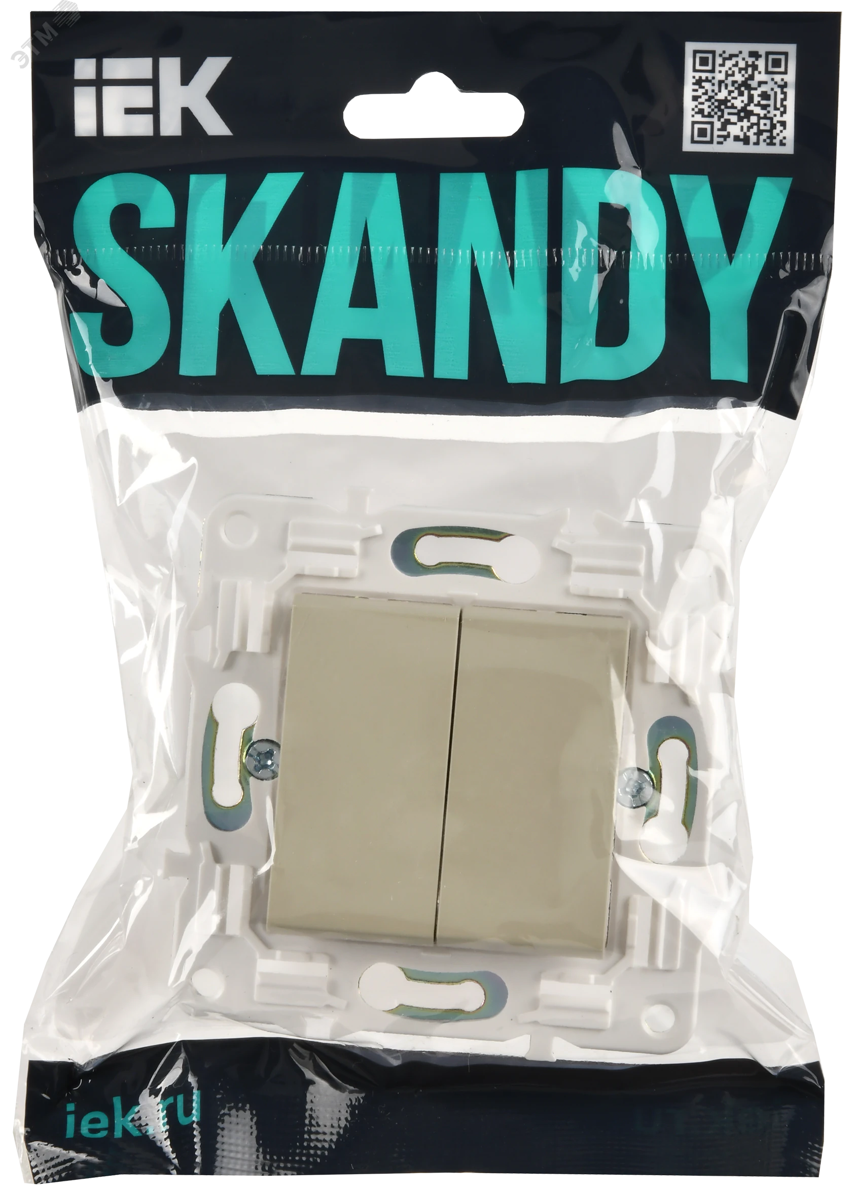 SKANDY Выключатель 2-клавишный 10А SK-V04B бежевый IEK SK-V20-0-10-K10