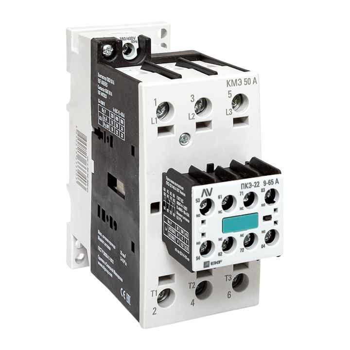 Комплект КМЭ 50А 400В АС с дополнительными контактами 2НО+2НЗ EKF AVERES ctr-s-50-00-400-av-22