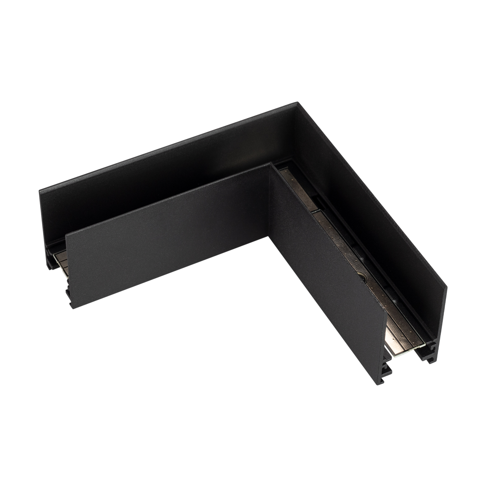 Коннектор угловой MAG-CON-2538-L90 (BK) 033247 - Угловой прямой коннектор для накладного трека MAG-TRACK-2538. Материал алюминий, цвет черный. Размеры 112x112x23x38 мм. DC24V. Аксессуары для соединения с треком приобретаются отдельно.