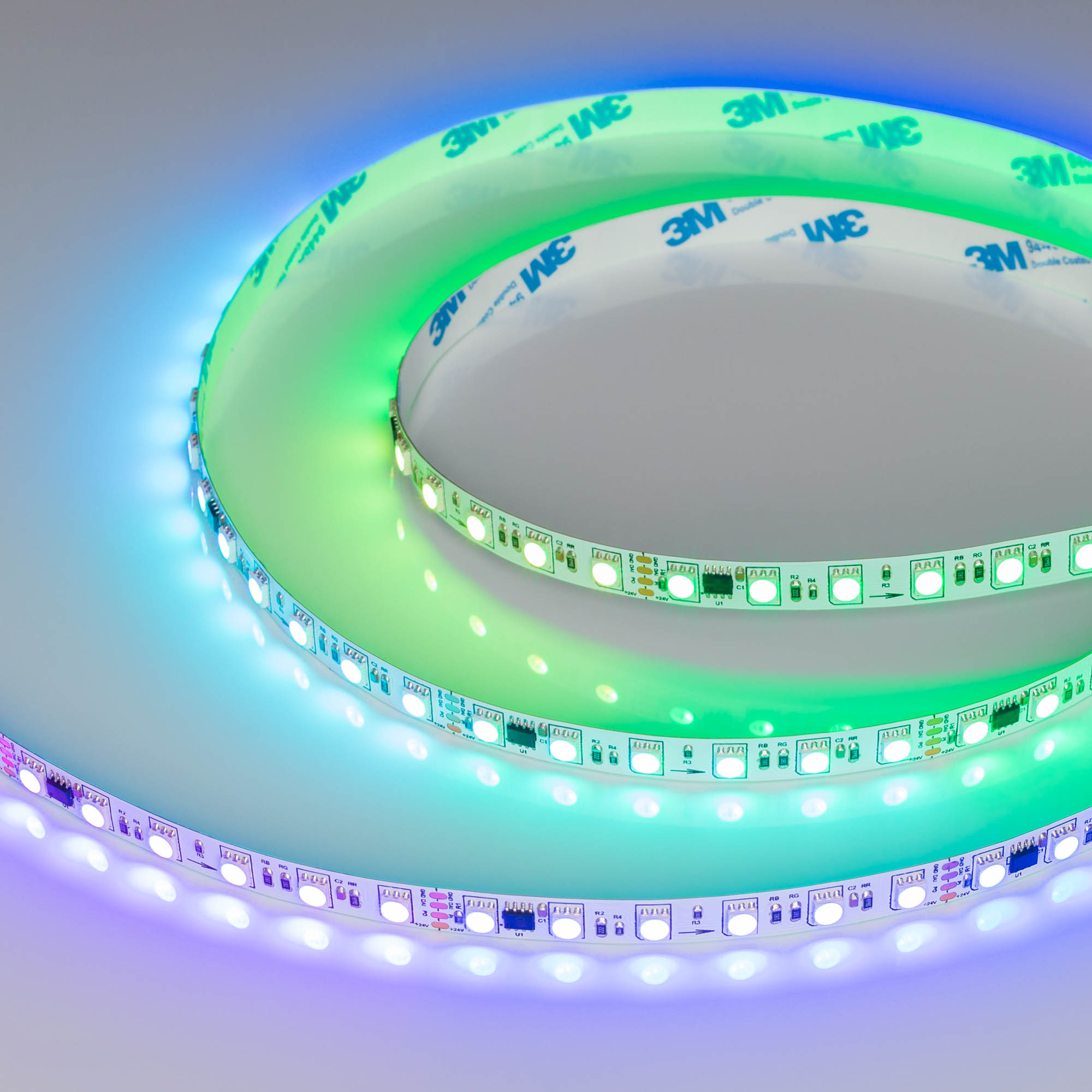 Лента DMX-B72-10mm 24V RGB-PX6 (16 W/m, IP20, 5060, 5m) 037869 - Светодиодная лента DMX-B72, открытая IP20, микросхема UCS512. Светодиоды SMD 5060, 72шт/м (360шт на 5 м), 1 pixel = 6 LED, белая плата, ширина 10мм, скотч 3М. Цвет RGB, угол 120°. Питание 24