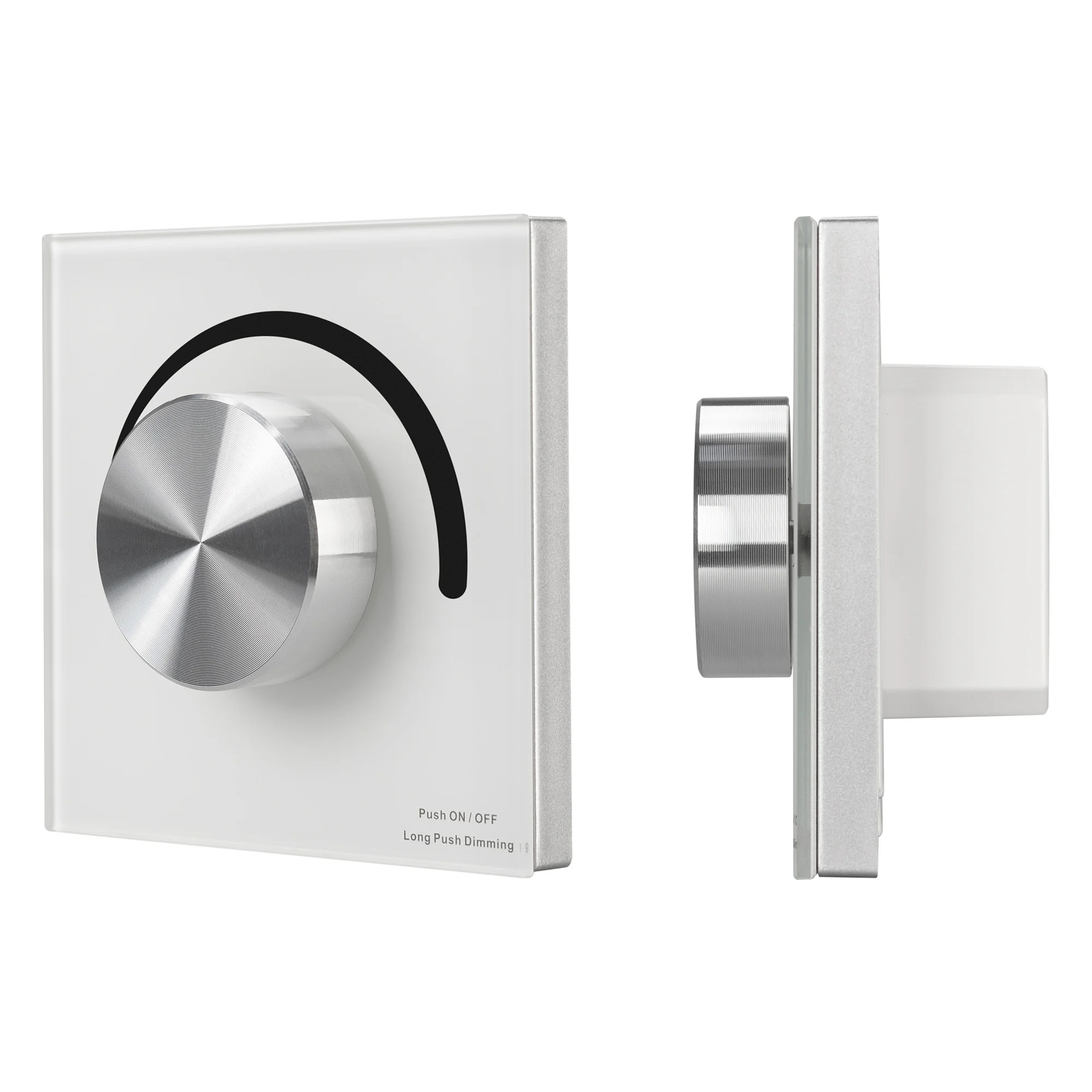 Панель SMART-P37-DIM-IN White (230V, 1.2A, TRIAC, Rotary, 2.4G) 027115 - Встраиваемая роторная стеклянная панель 2.4 ГГц, цвет белый. Для управления одноцветными источниками света (TRIAC). Управление яркостью с помощью роторного вращателя. Работает в режи