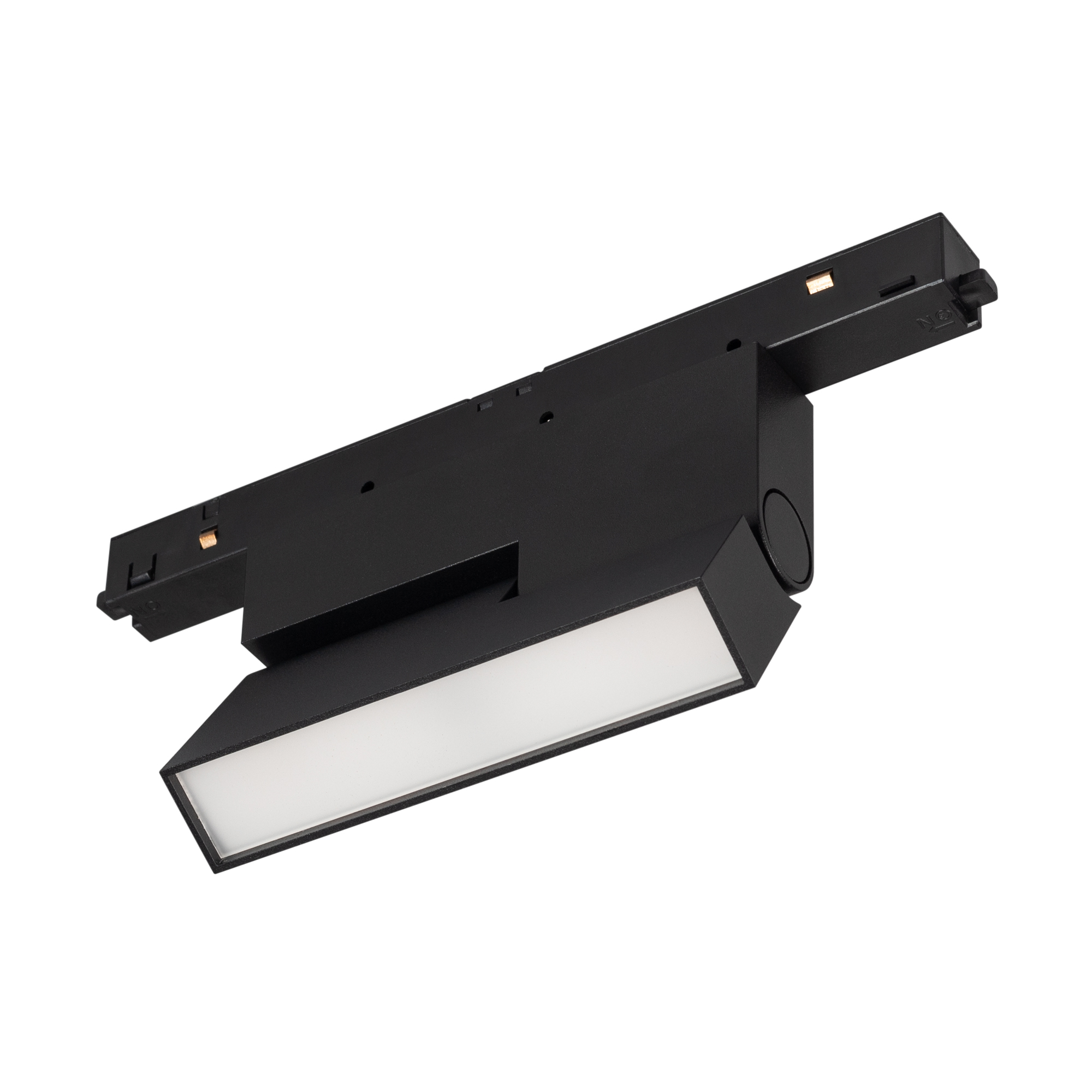 Светильник MAG-ORIENT-FLAT-FOLD-S195-6W Warm3000 (BK, 80 deg, 48V) 034659(1) - Светильник для магнитных треков MAG-ORIENT шириной 26 мм. Мощность 6 Вт, св. поток 370 лм, 60 лм/Вт, теплый 3000 K, CRI>90, угол 80°, напряжение питания 48 В. Черный прямоуголь