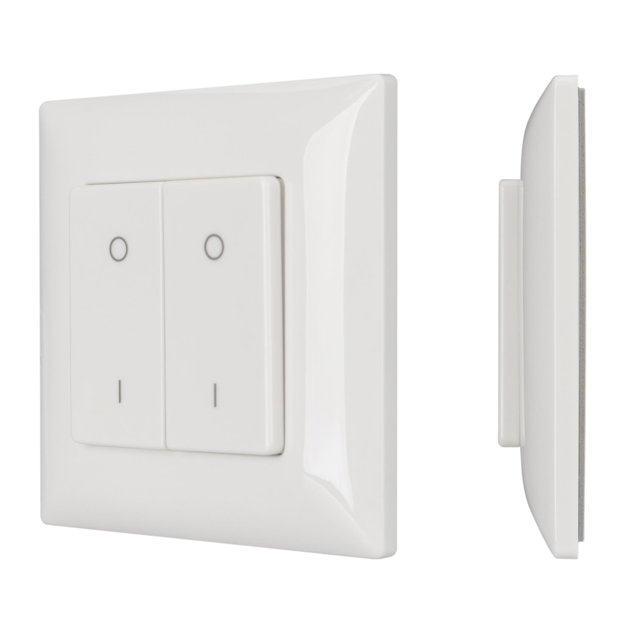 Панель SMART-P47-DIM-P-SUF (3V, 2 зоны, Knob, 2.4G) 028301 - Накладная кнопочная панель 2.4 ГГц, цвет белый. Материал - пластик. Для управления одноцветными источниками света (ШИМ), 2 зоны управления. Питание/рабочее напряжение 3VDC от батарейки CR2032. Г