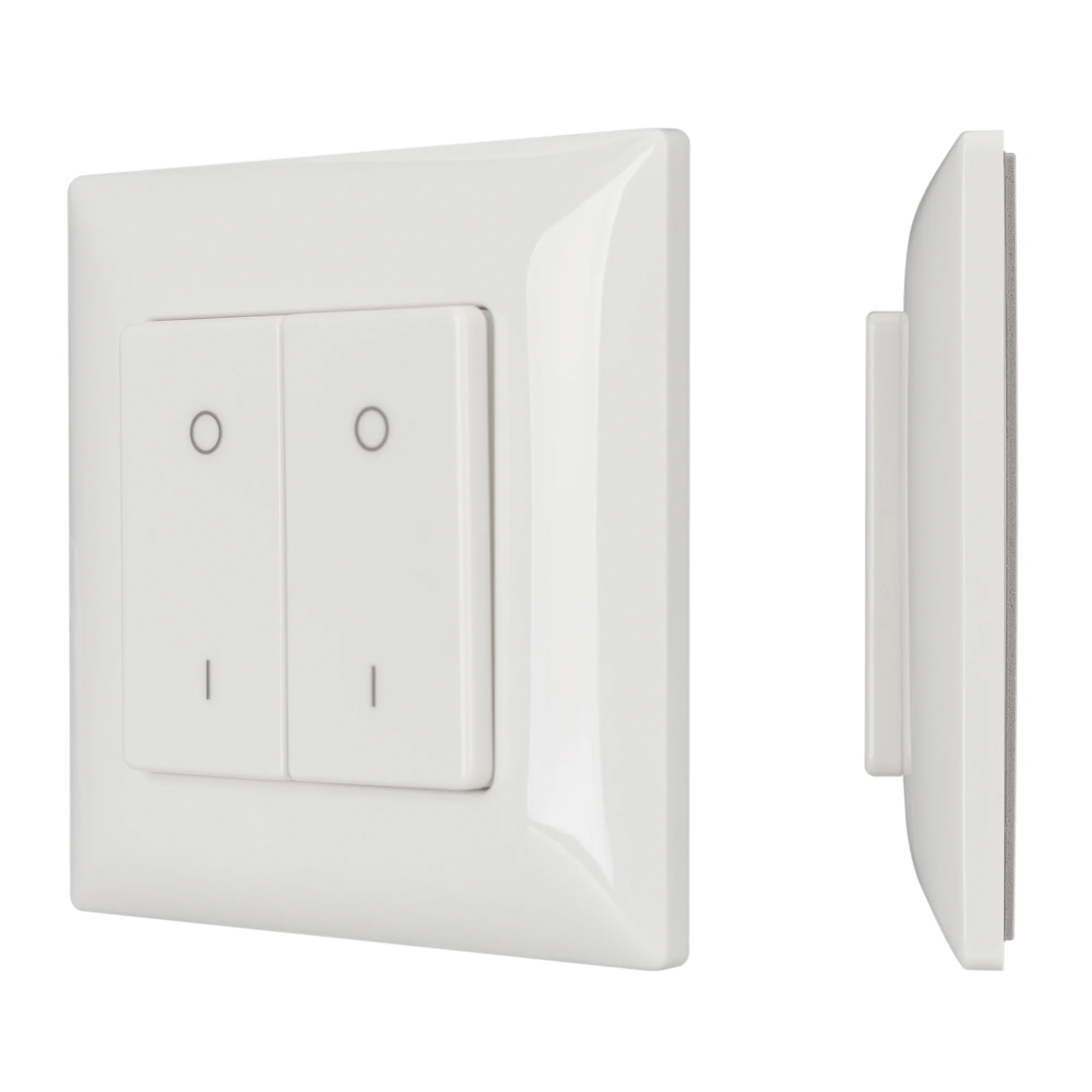 Панель SMART-P47-DIM-P-SUF (3V, 2 зоны, Knob, 2.4G) 028301 - Накладная кнопочная панель 2.4 ГГц, цвет белый. Материал - пластик. Для управления одноцветными источниками света (ШИМ), 2 зоны управления. Питание/рабочее напряжение 3VDC от батарейки CR2032. Г