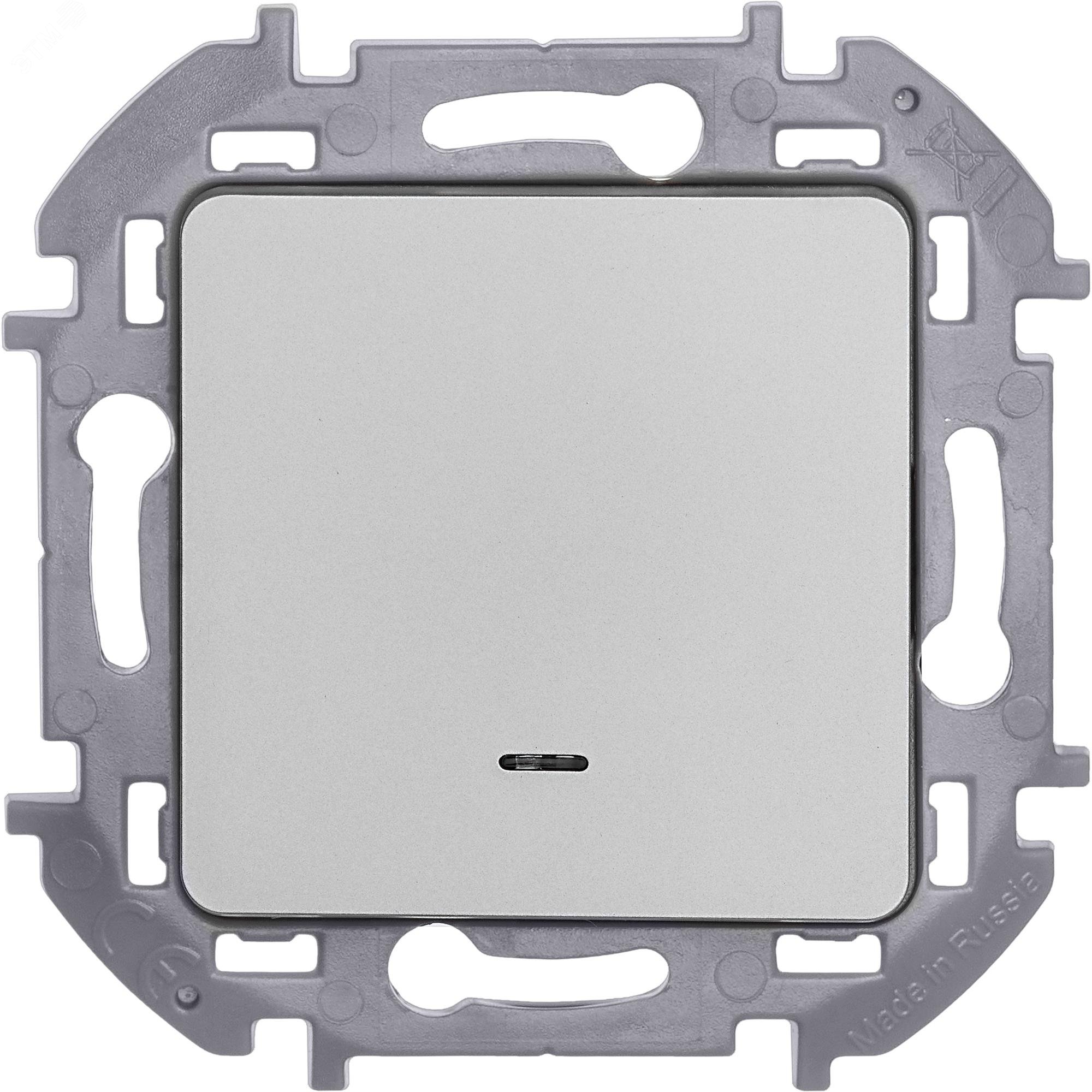 Выключатель 1-кл. Inspiria 10А IP20 250В 10AX с подсветкой/индикацией механизм алюм. Leg 673612