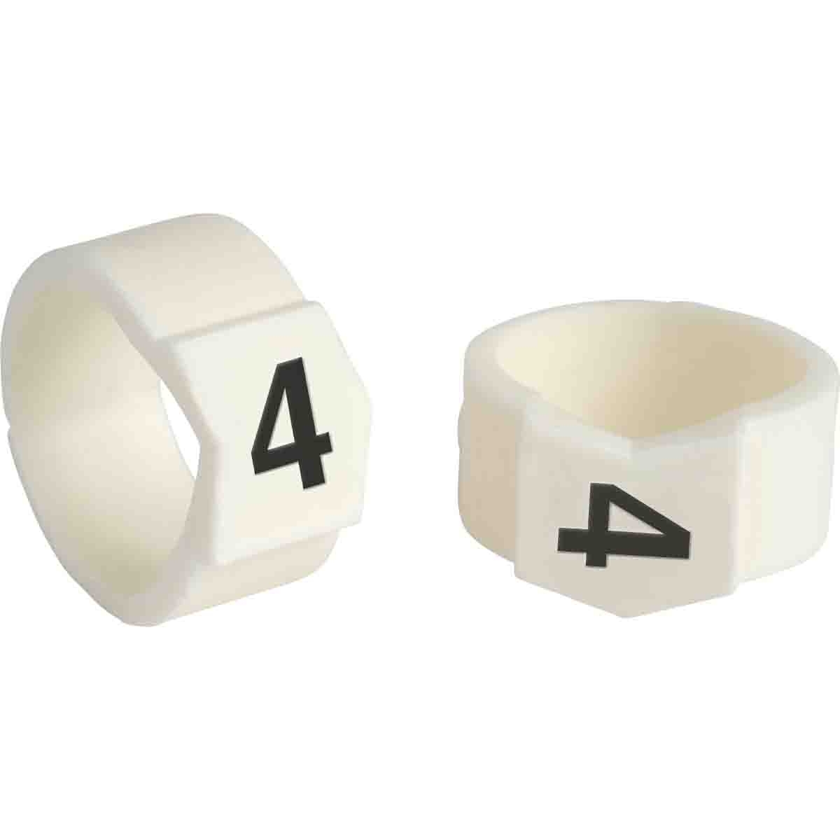 brd133704 - SCN-61-4 клипсы белые, 50шт/упак, для провода 15,1-19,0мм диаметра, легенда 4