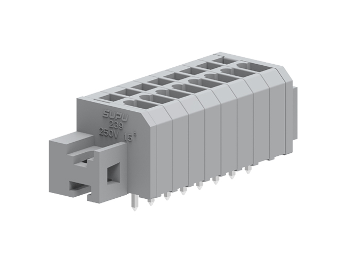 Клемма на плату 239324/010 - Клемма, вертикальный подвод кабеля, на плату, шаг: 3.5 мм, 24 полюса, фиксация провода пружинная, исполнение: стандартное, 160V, 17,5A, цвет: серый