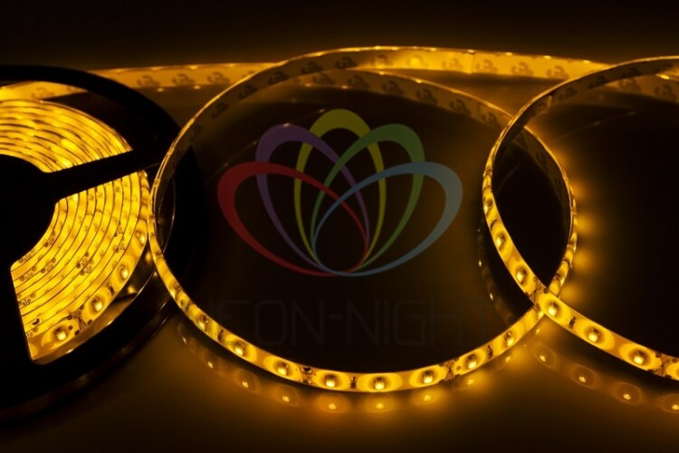 Лента светодиодная 12В, SMD2835, 4,8Вт/м, 60 LED/м, желтый, 8мм, 5м, IP65 LAMPER
