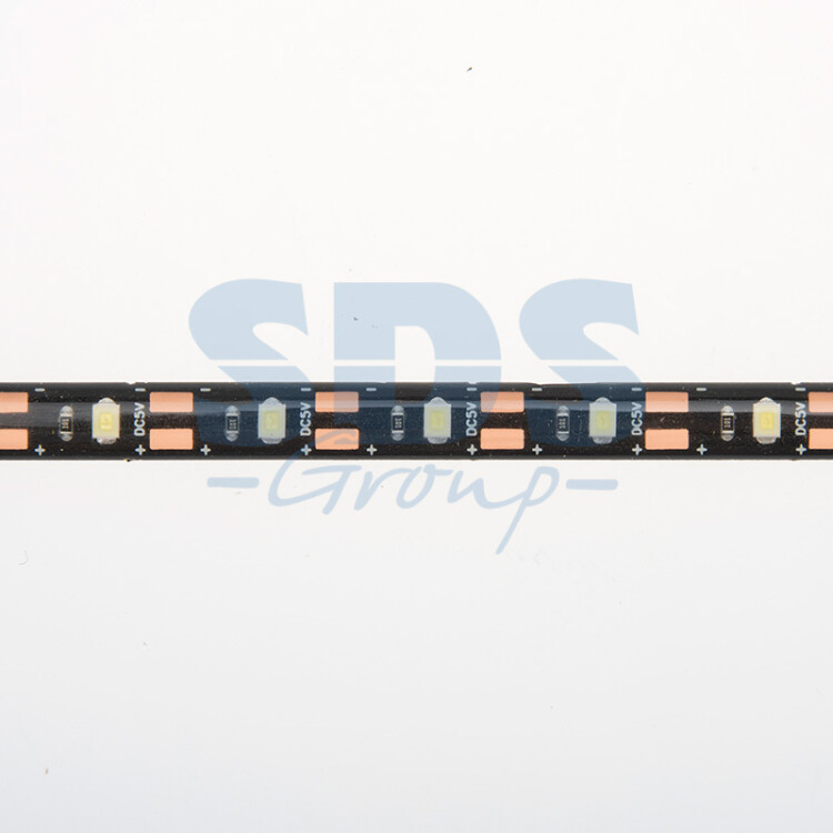 Лента светодиодная 5В, SMD2835, 4,8Вт/м, 60 LED/м, 6500K, 8мм, 1м, с USB коннектором, черная, IP65 141-385