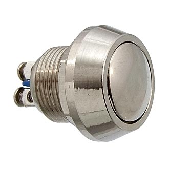 PBS-28B    D-12 MM STEEL - Кнопка антивандальная металлическая, 2А 36В, без фиксации на замыкание, резьба М12