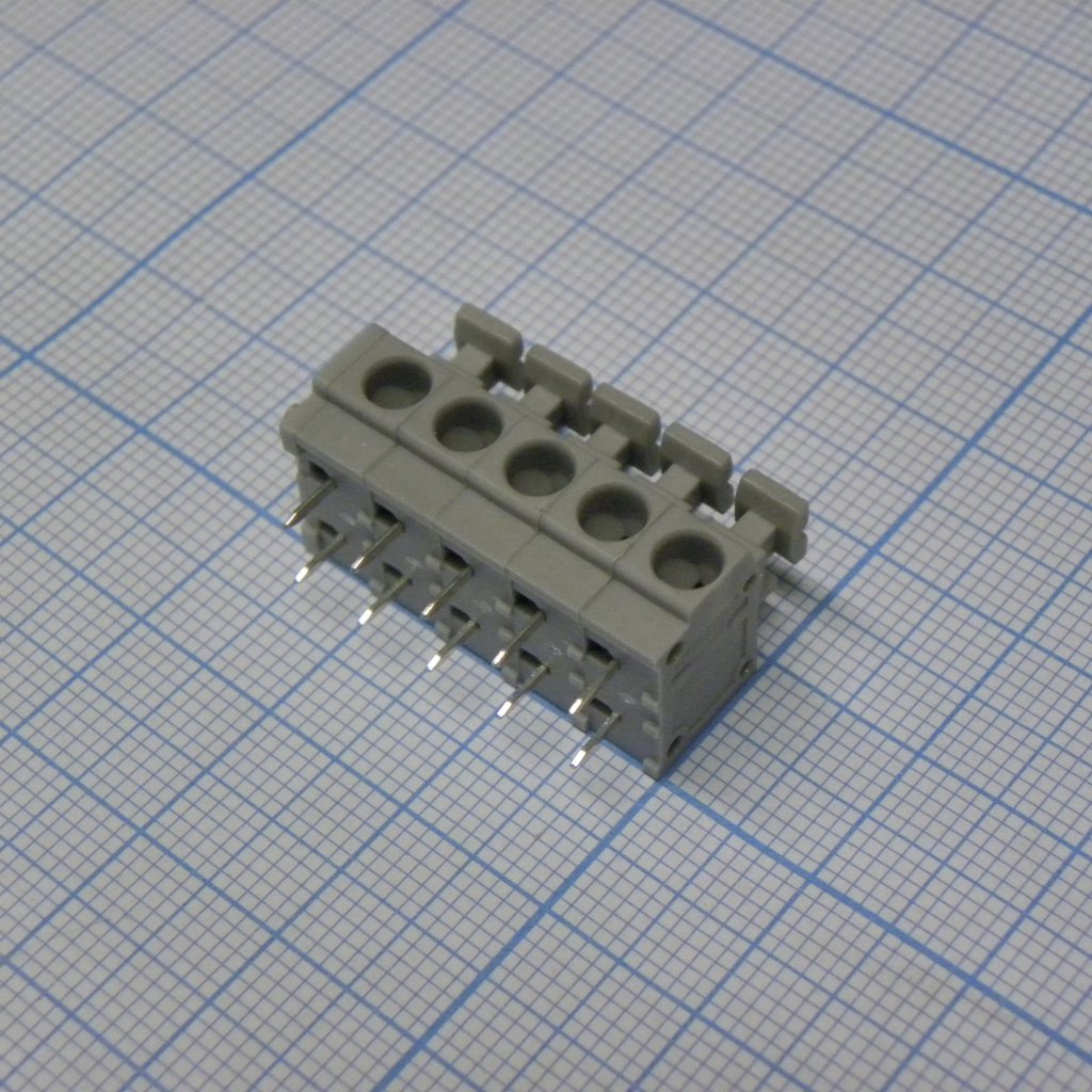 DG235-5.0-05P-11-00A(H) - Нажимной безвинтовой клеммный блок 5 контактов. Зажим типа торцевой контакт. Серия DG235-5.0