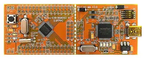 NT-NANO103S - Оценочная плата NuTiny-EVB-NANO103 с адаптером отладки Nu-Link-Me для разработки и проверки прикладных программ.