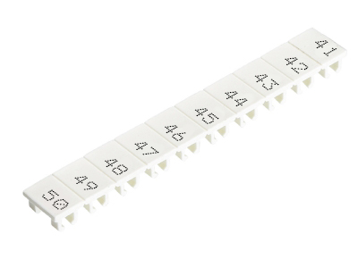 Шильдик 9705A/6/10 B  41-50 - Маркировка для клемм сечением 4 мм.кв., шириной 6 мм, 10 шильдиков, белая, нанесенные знаки: 41 – 50