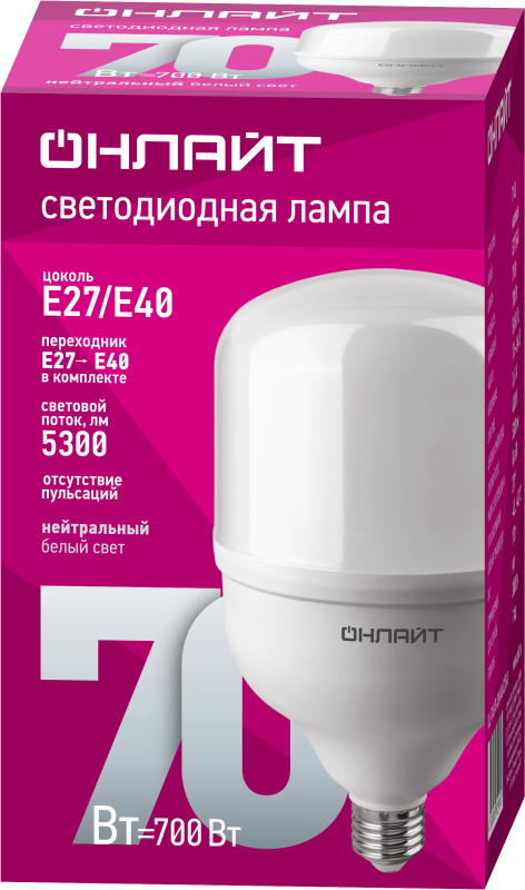 Лампа светодиодная высокомощная 82 906 OLL-T140-70-230-840-E27E40 70Вт 4000К нейтр. бел. E27/E40 5300лм 176-264В 82906