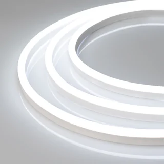 Гибкий неон ARL-NEON-1608-SIDE 24V White 030874 - Гибкая герметичная лента (неон серии NEON), сечение 8.5х16 мм. Светодиоды SMD 2835 108 шт/м. Цвет свечения БЕЛЫЙ (6000 К), индекс цветопередачи CRI>80, световой поток 150 лм/м, угол излучения 120°. Мощност
