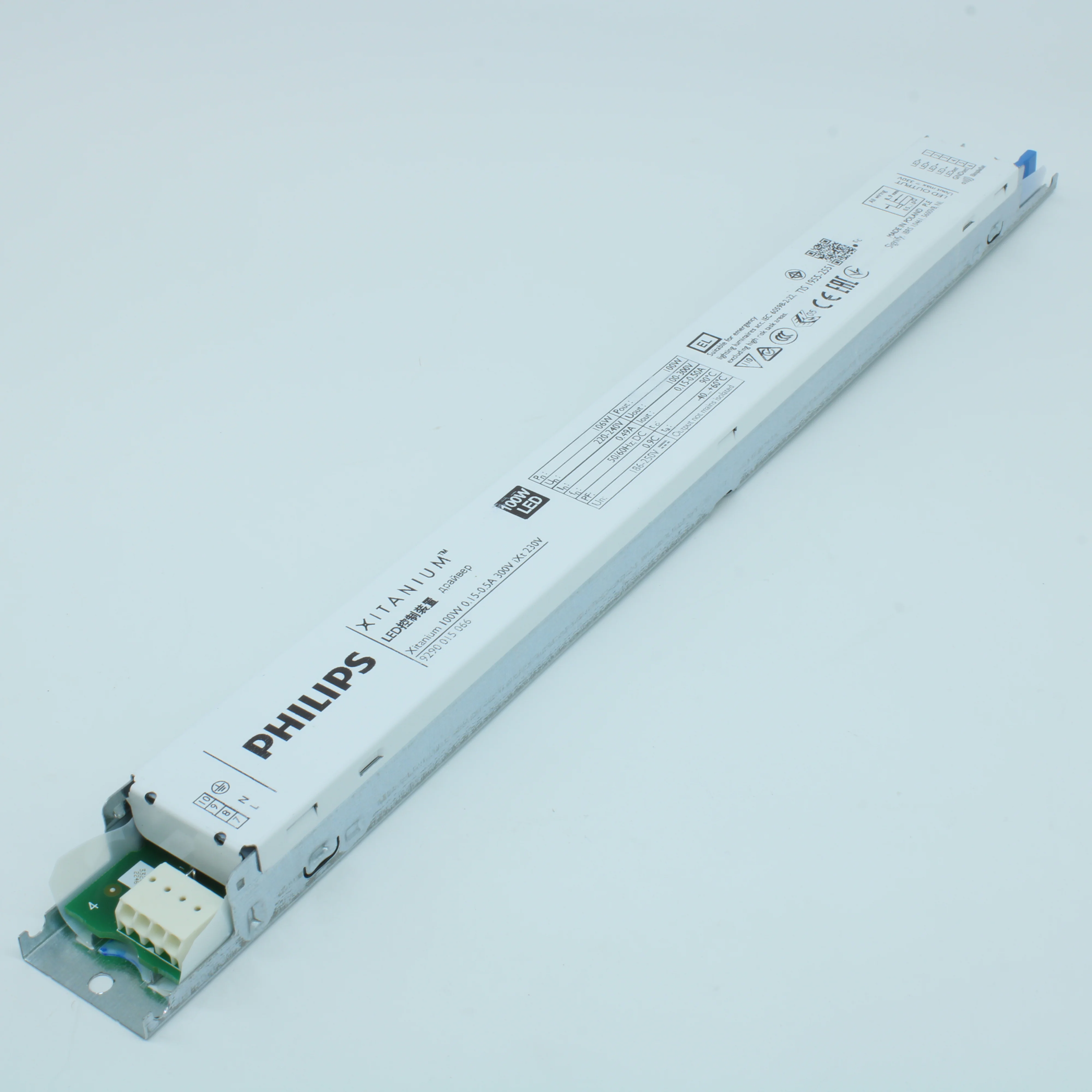 XITANIUM 100W 0.15-0.5A 300V IXT 230V - AC-DC, 100Вт, ККМ, стабилизация тока, вход 202…254В AC, 50…60Гц, выход 0.15…0.5A/100…300В, без изоляции, в линейном е, 360х30х21мм, -40…+60°С, SimpleSet, LEDset