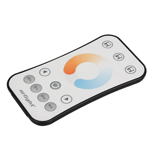 Пульт SMART-R37-MIX (1 зона, 2.4G) 025145 - Кнопочный радиопульт с сенсорным кольцом 2.4 ГГц белого цвета для управления MIX (CCT) источником света. 1 зона управления, выбор температуры свечения с помощью сенсорного кольца. Питание 3VDC (CR2032). Габариты