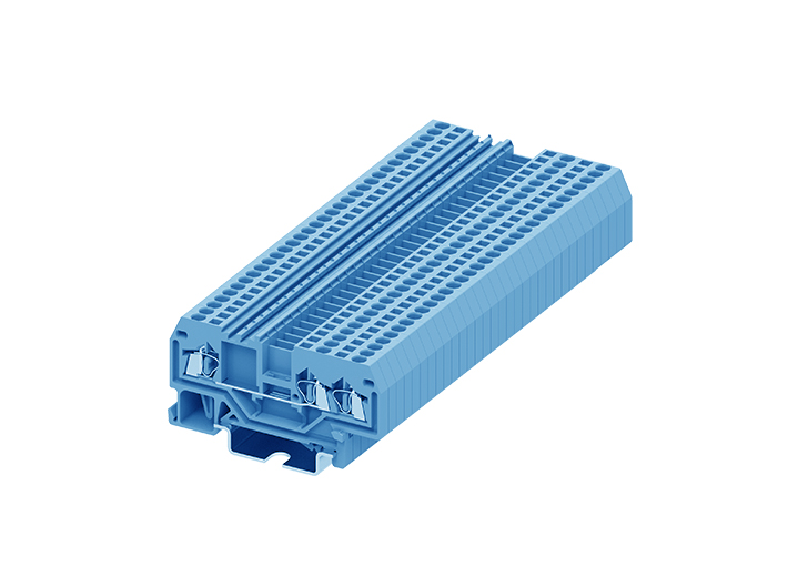 Проходная клемма 215954 - Проходная клемма, TA1.5, 3 точки подключения, тип фиксации провода: пружинный, номинальное сечение: 1,5 мм кв., 18A, 800V, ширина: 4 мм, цвет: синий, тип монтажа: DIN 35