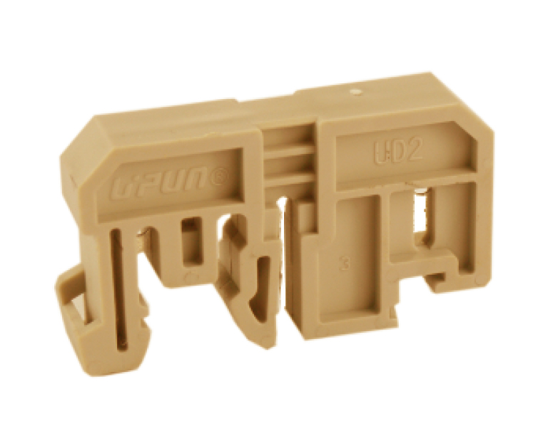 Концевой стопор UD2(DY) - Концевой стопор на рейку DIN35, тип зажима: защелка, ширина: 9,5 мм, цвет: серый, пластик