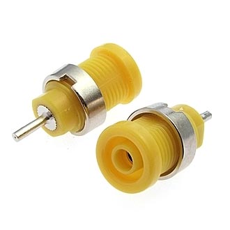 Z015 4MM YELLOW - Гнездо Z015 4 мм желтый, на панель под пайку