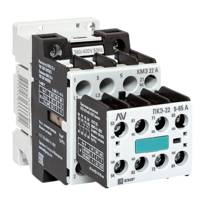 Комплект КМЭ 22А 1NC 400В АС с дополнительными контактами 2НО+2НЗ EKF AVERES ctr-s-22-01-400-av-22