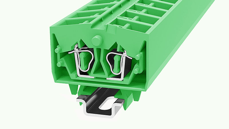Проходная клемма WS2.5T-DIN15-01P-1C - Проходная клемма, 4 точки подключения, тип фиксации провода: пружинный, номинальное сечение: 2,5 мм кв., 24А, 800V, ширина: 10 мм, цвет: желто-зеленый, тип монтажа: DIN15