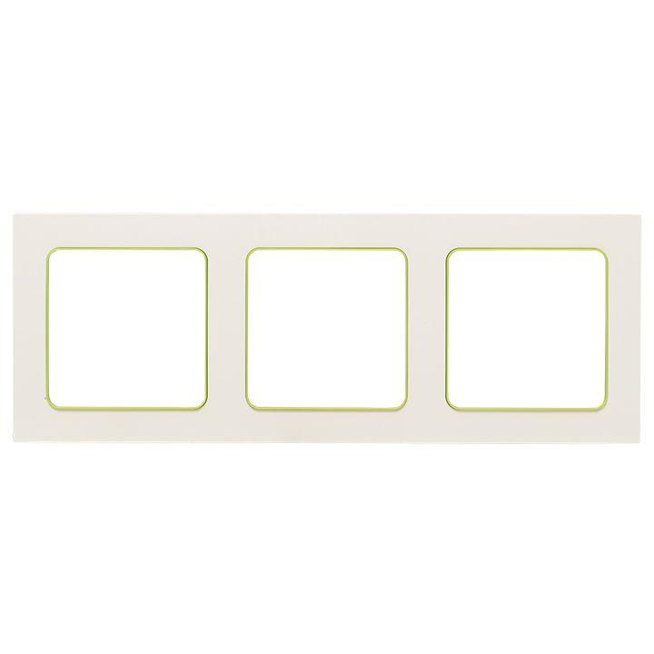 Стокгольм Рамка 3-местная белая с линией цвета зеленый PROxima EAM-G-302-10