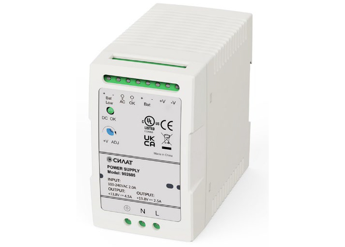 Источник питания UPS 902606 - Источник питания UPS, выходы: CH1 27,6VDC, CH2 27,6VDC, 2,25A, 96W, диапазон входных напряжений: 90 - 264VAC / 127 - 370VDC; габариты (мм): 100х92х41 мм, защита от: короткое замыкание /перегрузка /повышенное напряжение, защит